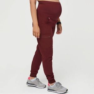 Figs Zamora Burgundy Maternity Scrub Jogger Pant Womens Size S
